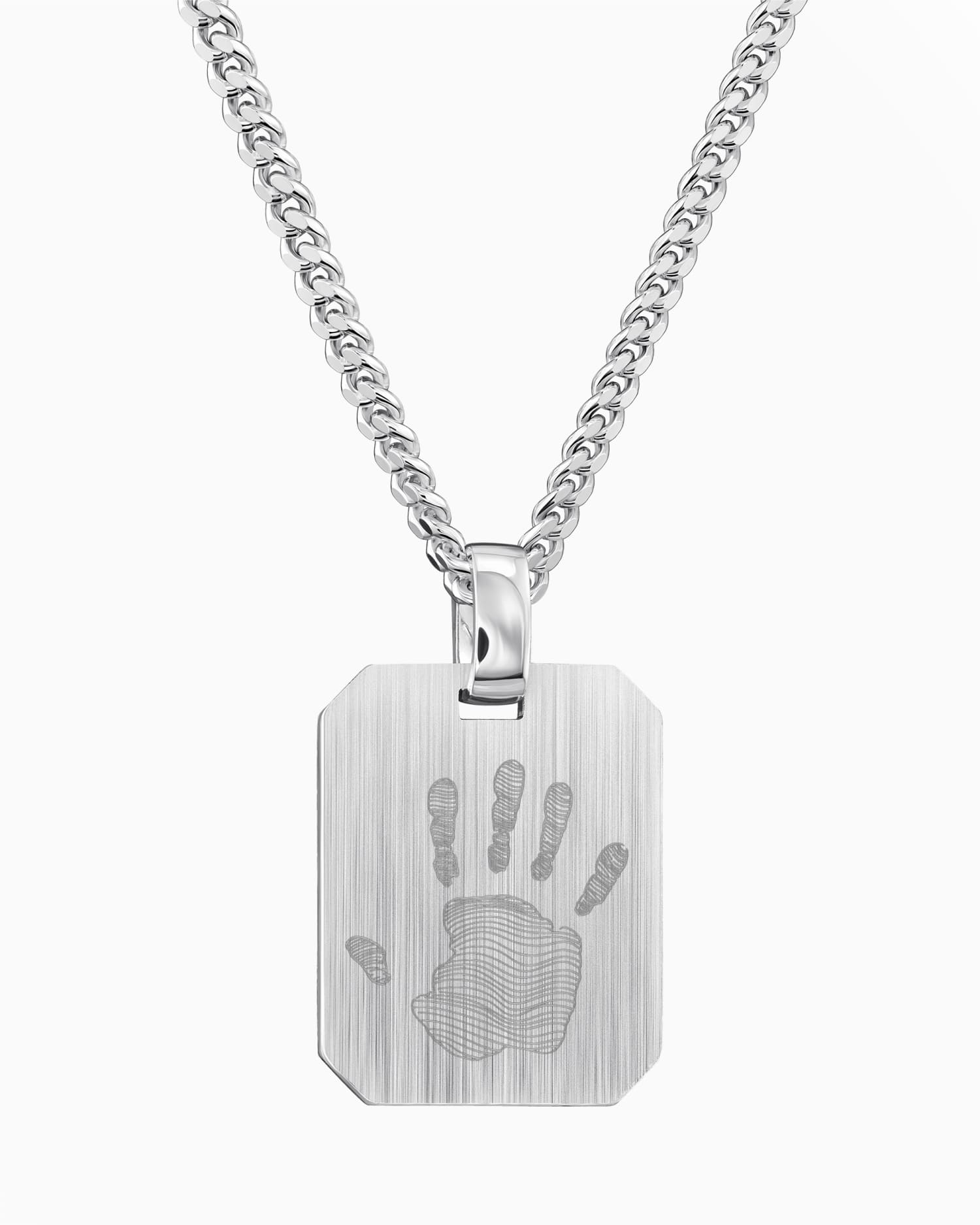 Handprint engraving plates necklace pendant octagon