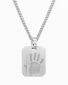 Handprint engraving plates necklace pendant octagon