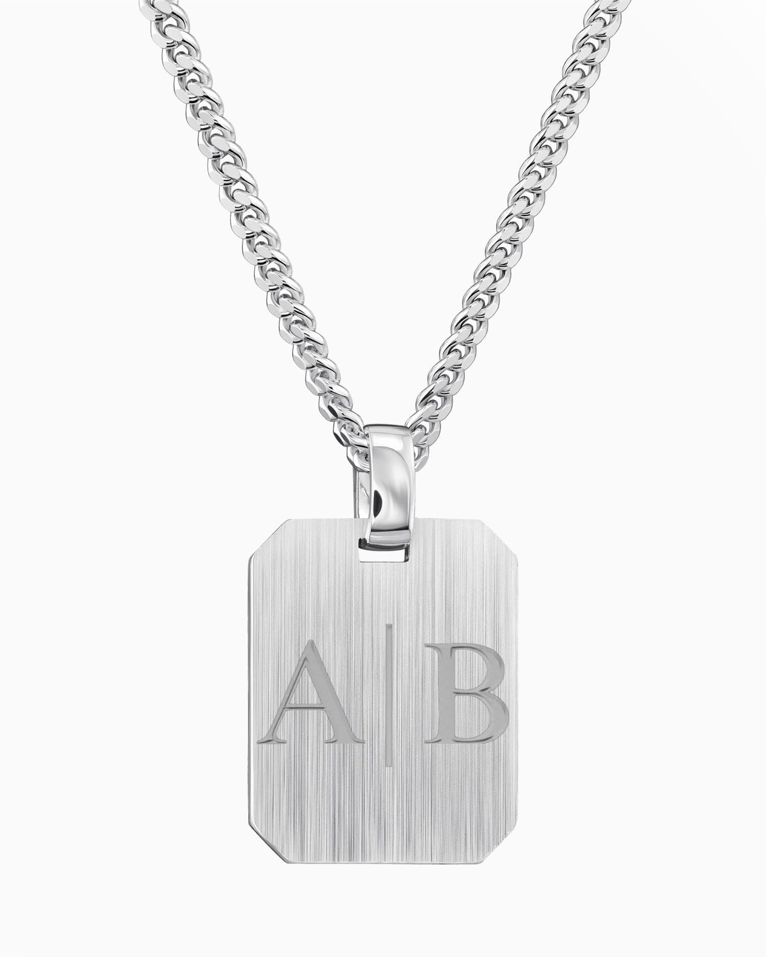Initials engraving plates necklace pendant octagon