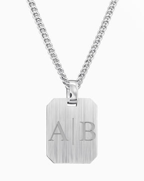 Initials engraving plates necklace pendant octagon