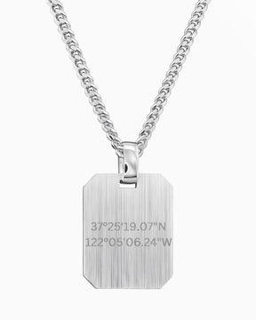 Coordinates engraving plates necklace pendant octagon