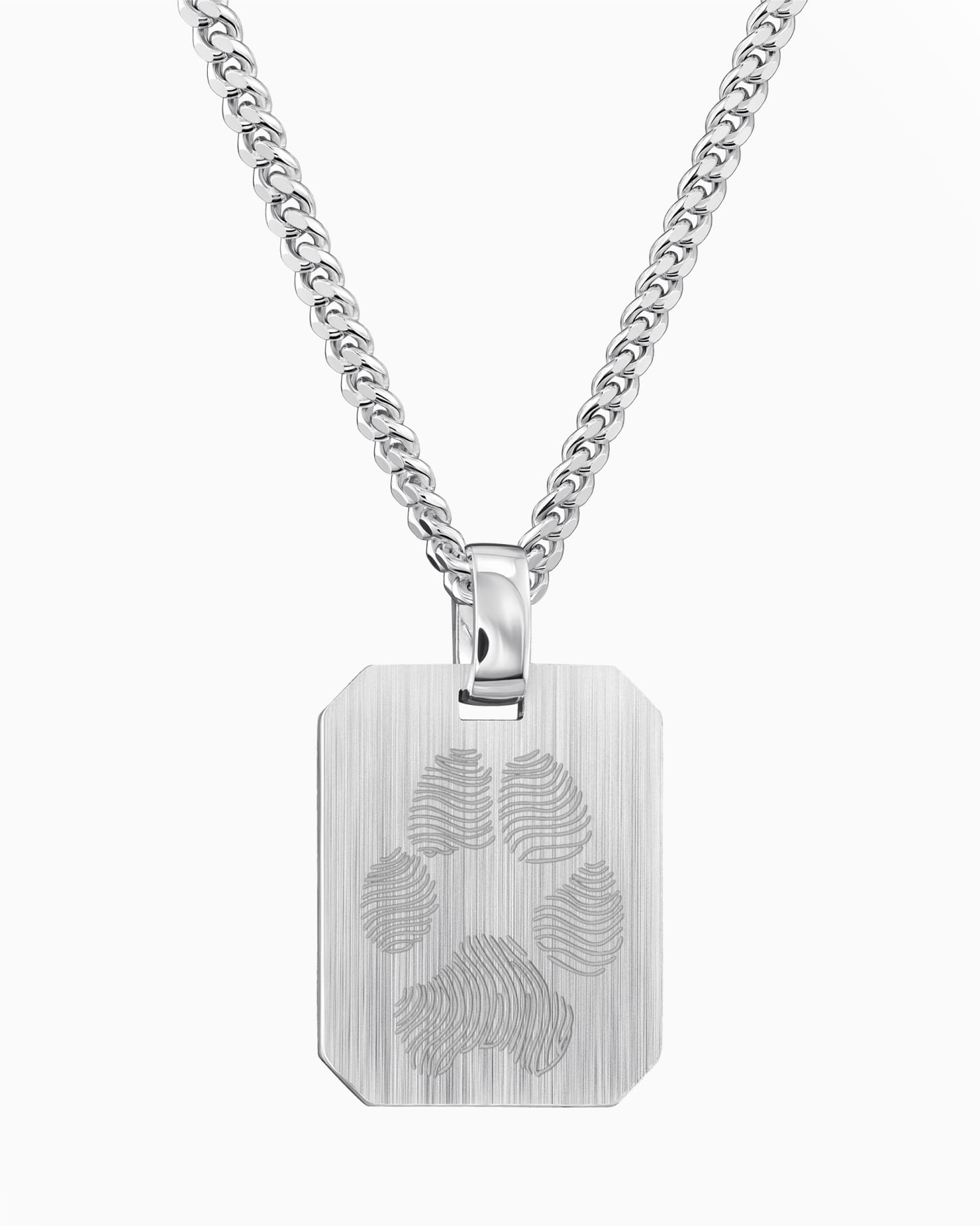 Paw print engraving plates necklace pendant octagon
