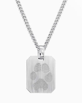 Paw print engraving plates necklace pendant octagon