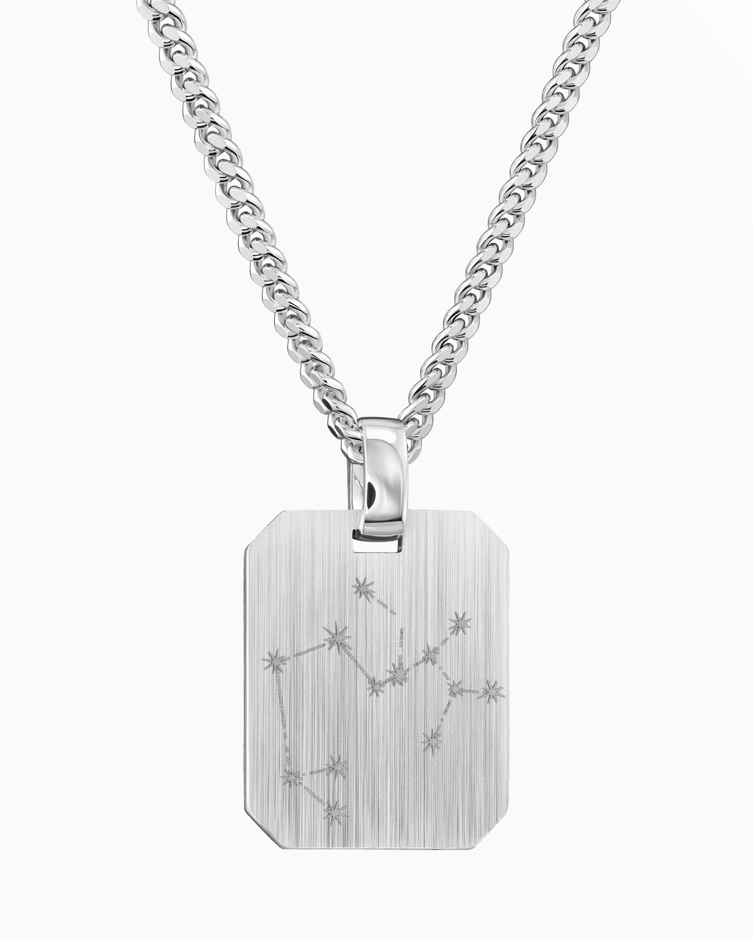 Zodiac sign engraving plates necklace pendant octagon