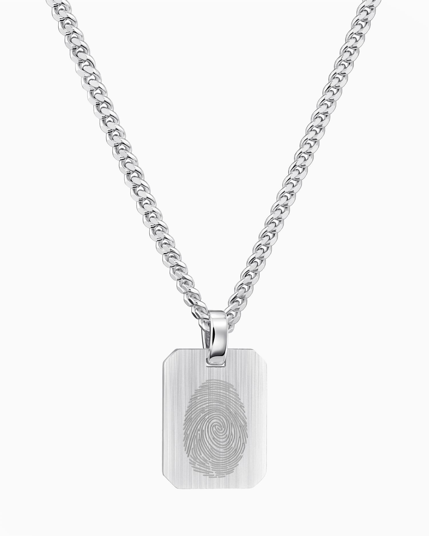 Fingerprint engraving plates necklace pendant octagon