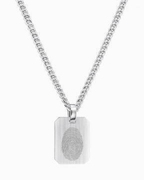 Fingerprint engraving plates necklace pendant octagon
