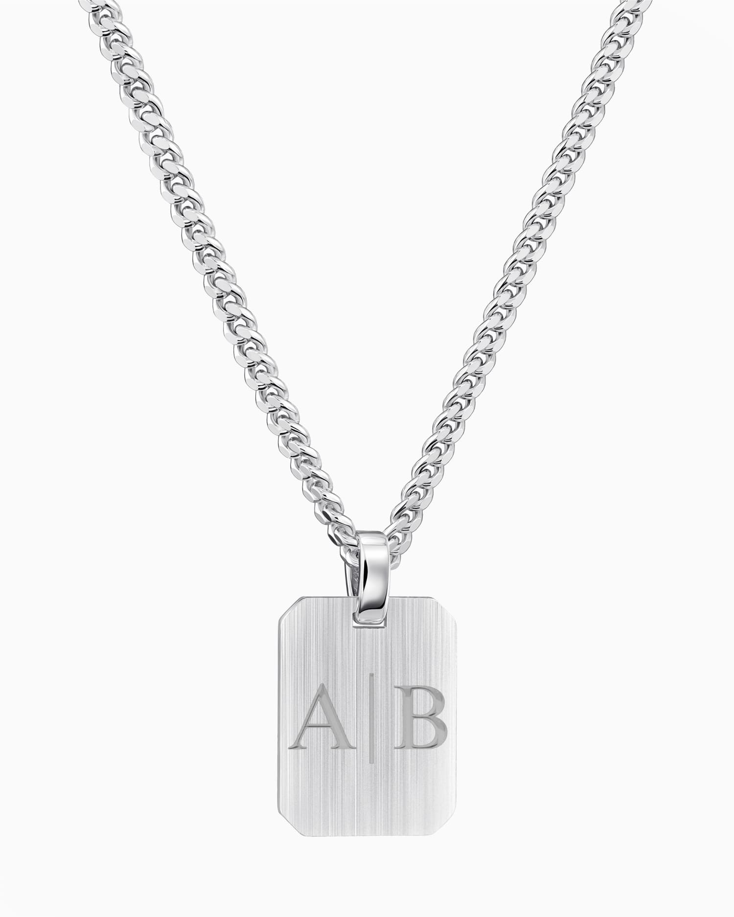 Initials engraving plates necklace pendant octagon