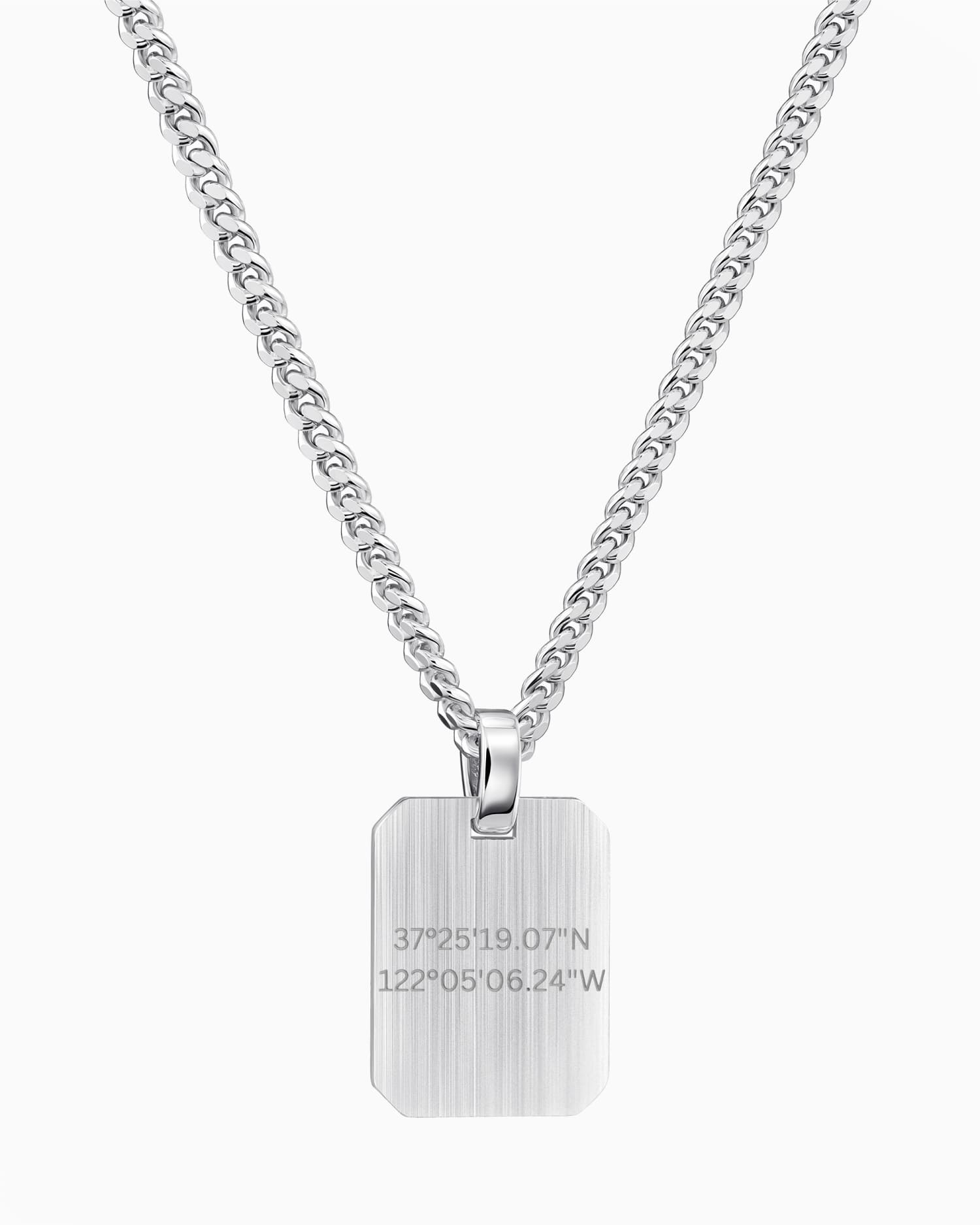 Coordinates engraving plates necklace pendant octagon