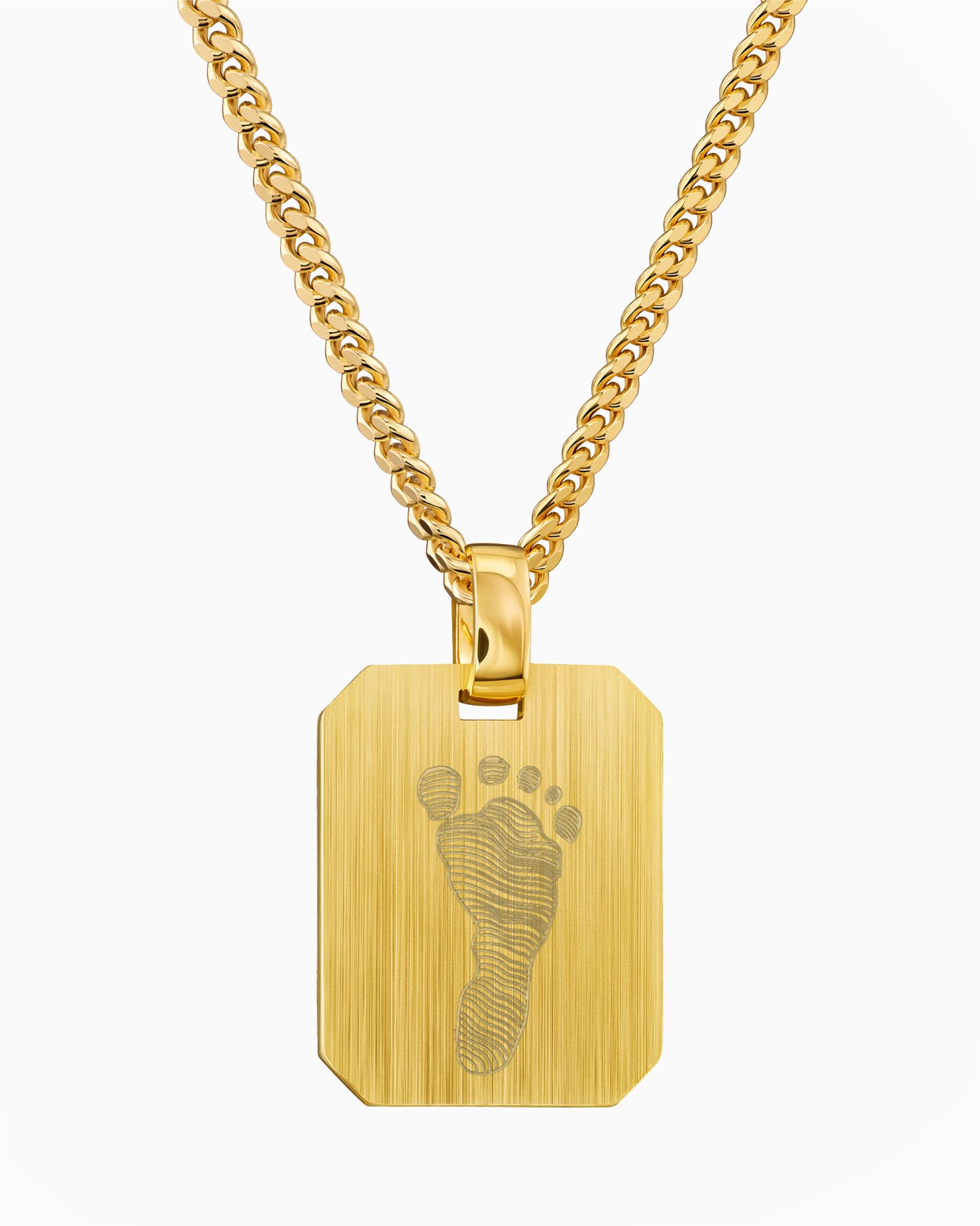 Footprint engraving plates necklace pendant octagon
