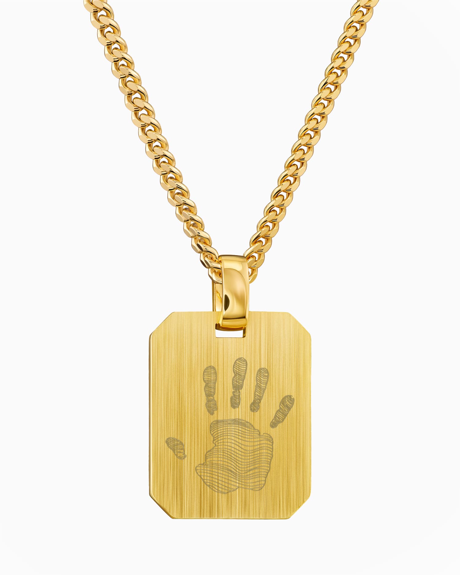 Handprint engraving plates necklace pendant octagon