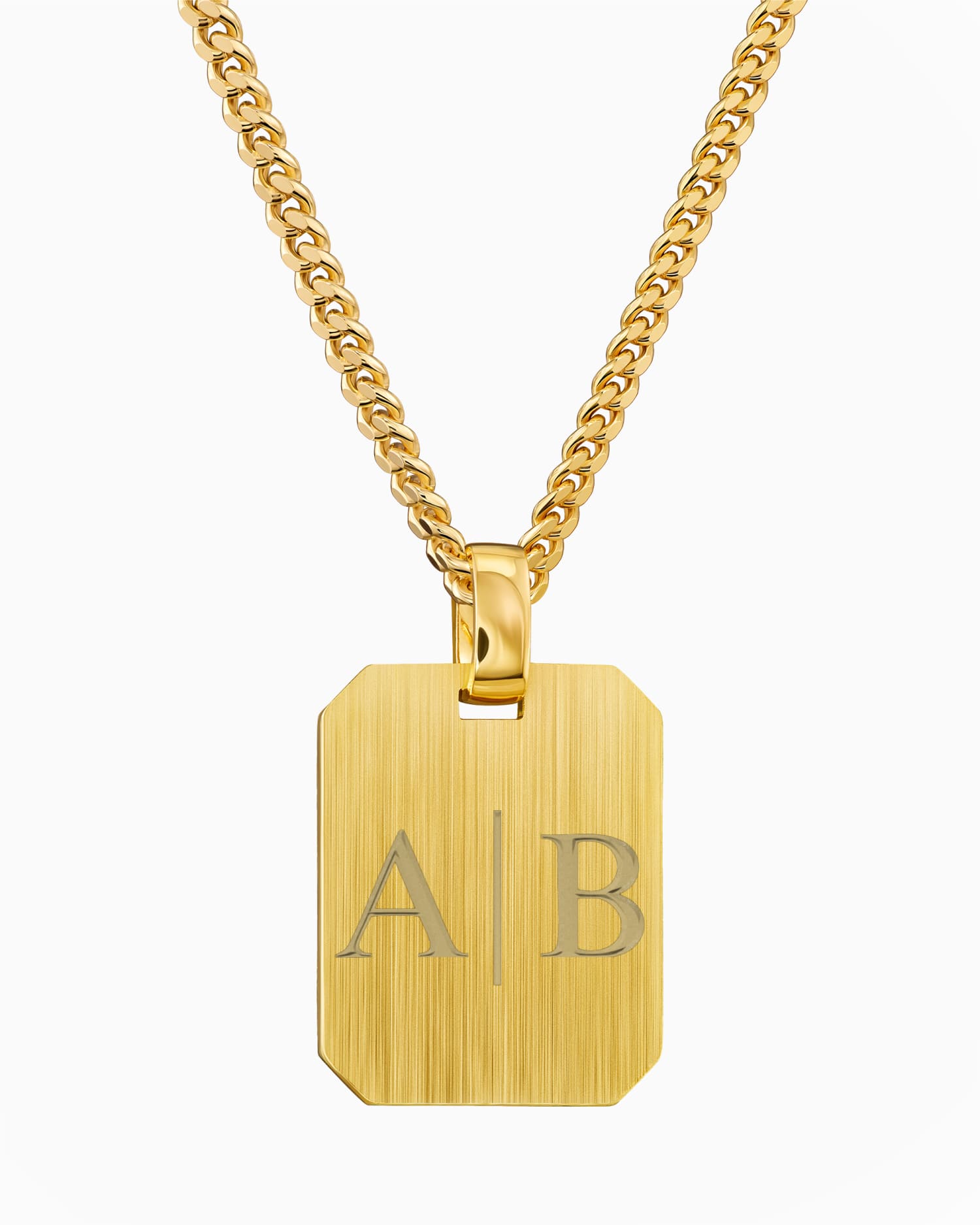 Initials engraving plates necklace pendant octagon