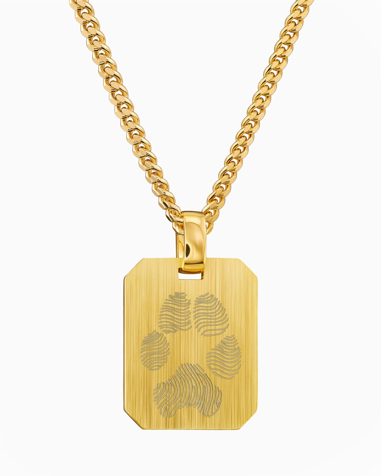 Paw print engraving plates necklace pendant octagon