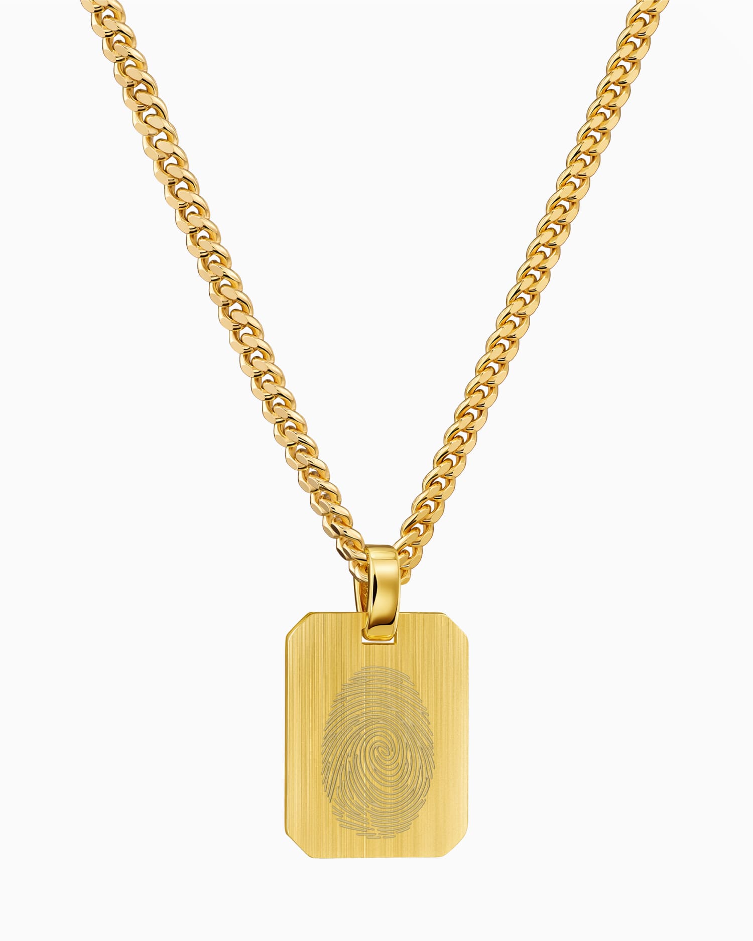 Fingerprint engraving plates necklace pendant octagon