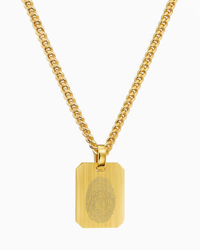 Fingerprint engraving plates necklace pendant octagon
