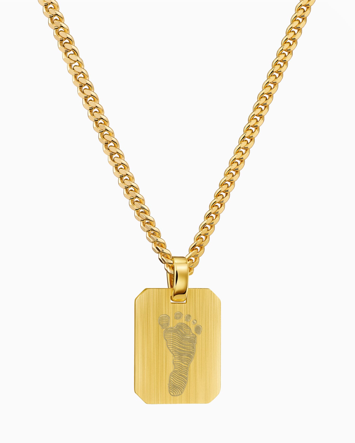 Footprint engraving plates necklace pendant octagon