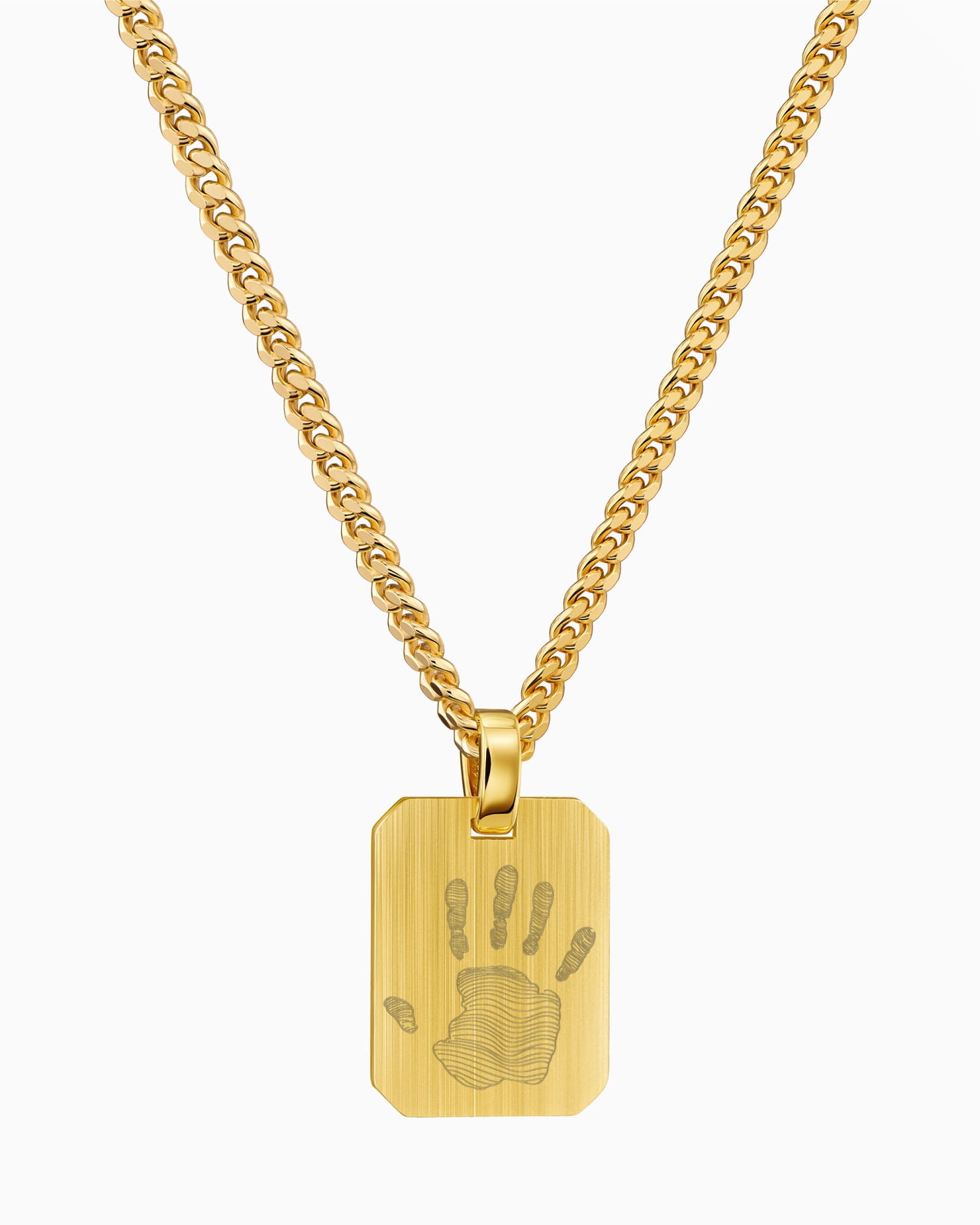Handprint engraving plates necklace pendant octagon