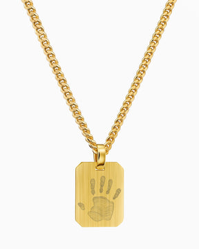 Handprint engraving plates necklace pendant octagon