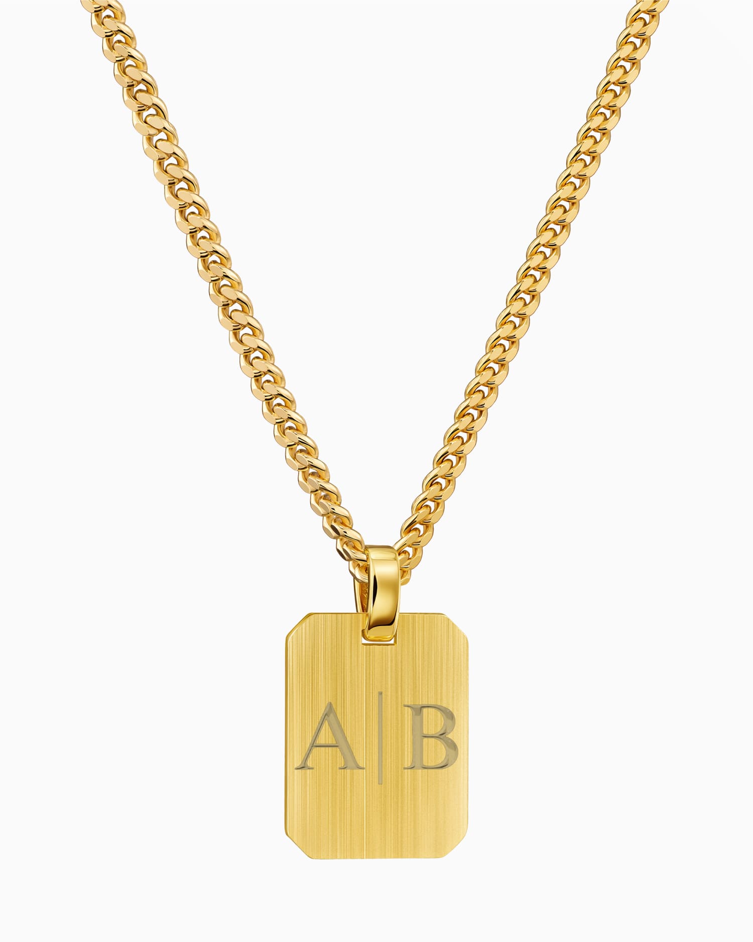 Initials engraving plates necklace pendant octagon