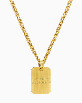 Coordinates engraving plates necklace pendant octagon