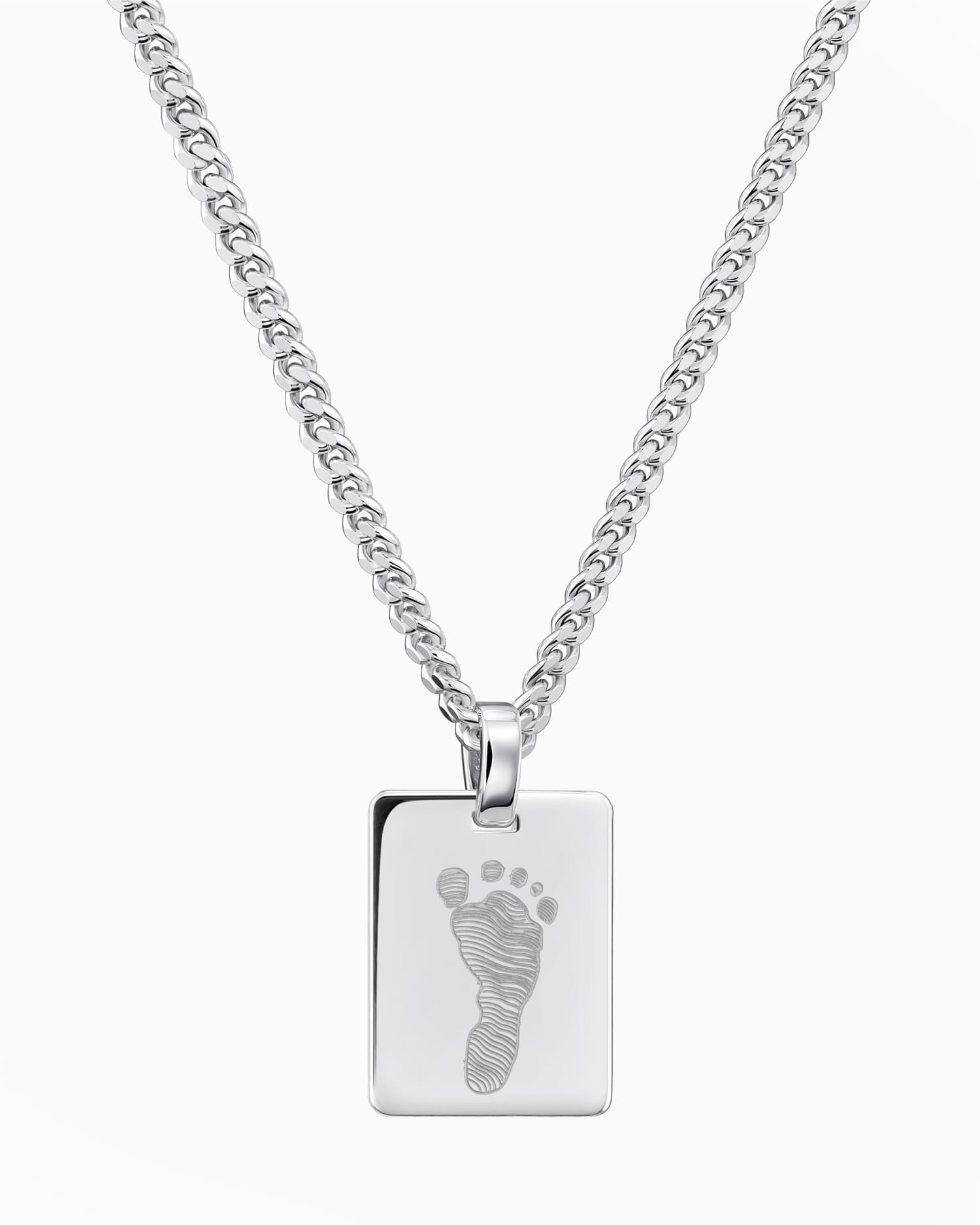 Footprint engraving plate necklace pendant rectangle