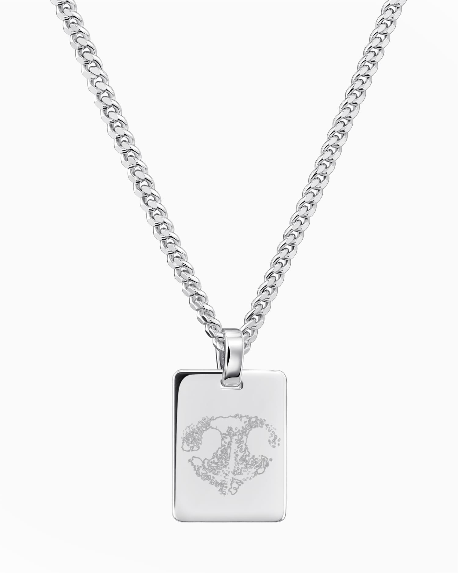 Nose print engraving plate necklace pendant rectangle