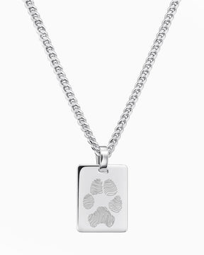 Paw print engraving plate necklace pendant rectangle