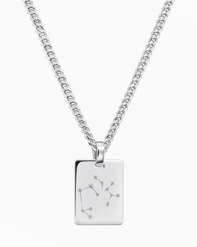 Zodiac sign engraving plate necklace pendant rectangle