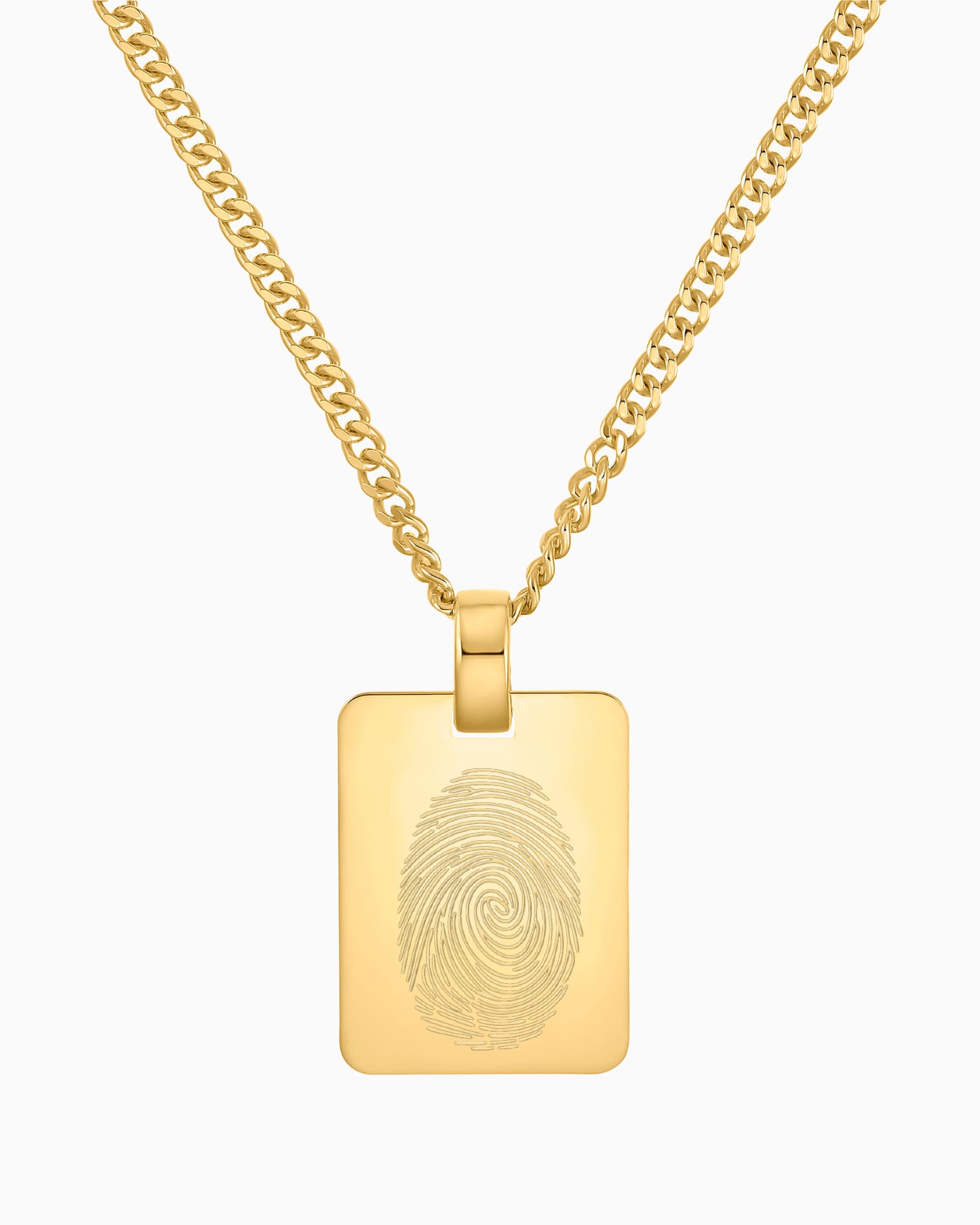 Fingerprint engraving plates necklace pendant rectangle
