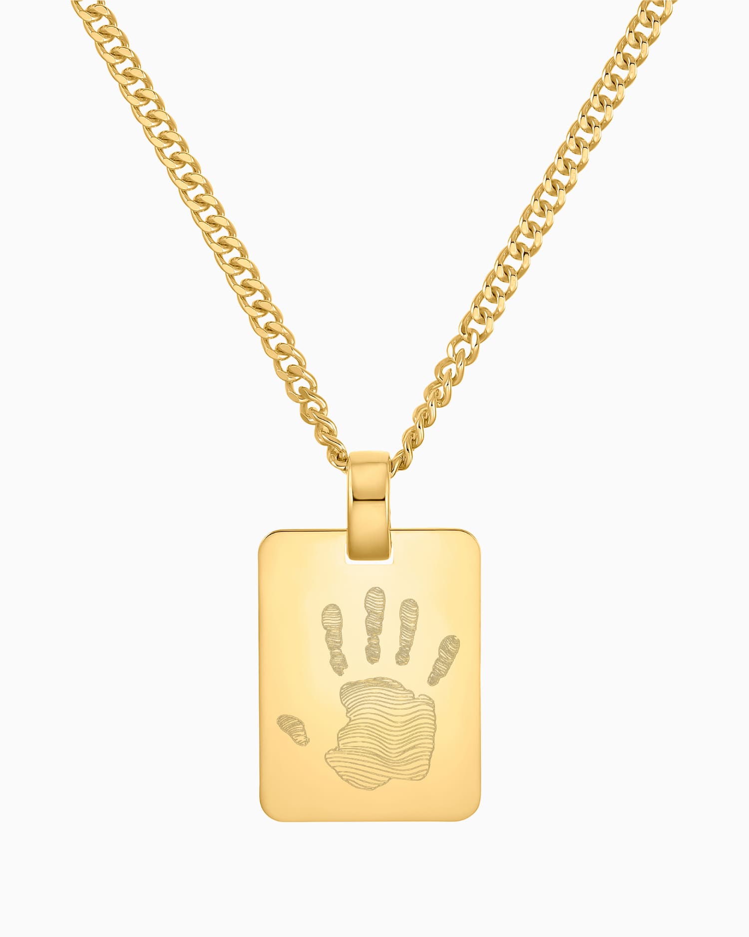 Handprint engraving plates necklace pendant rectangle