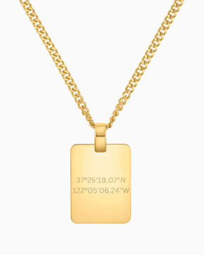 Coordinates engraving plates necklace pendant rectangle