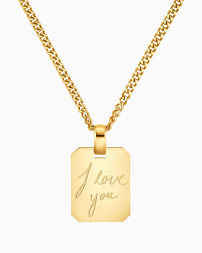 Handwriting upload engraving plates necklace pendant octagon