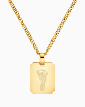 Footprint engraving plates necklace pendant octagon
