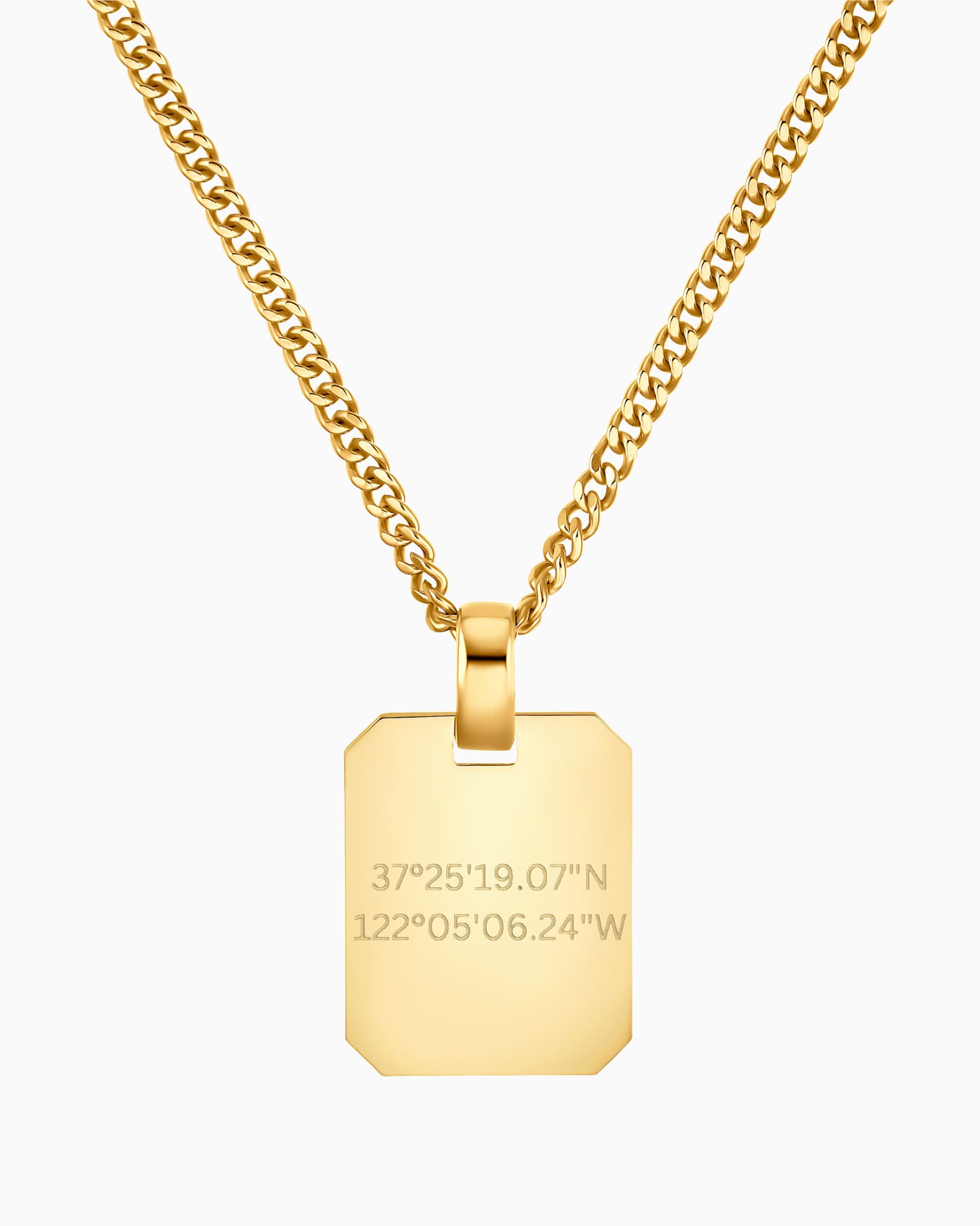 Coordinates engraving plates necklace pendant octagon
