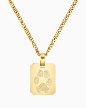 Paw print engraving plates necklace pendant octagon