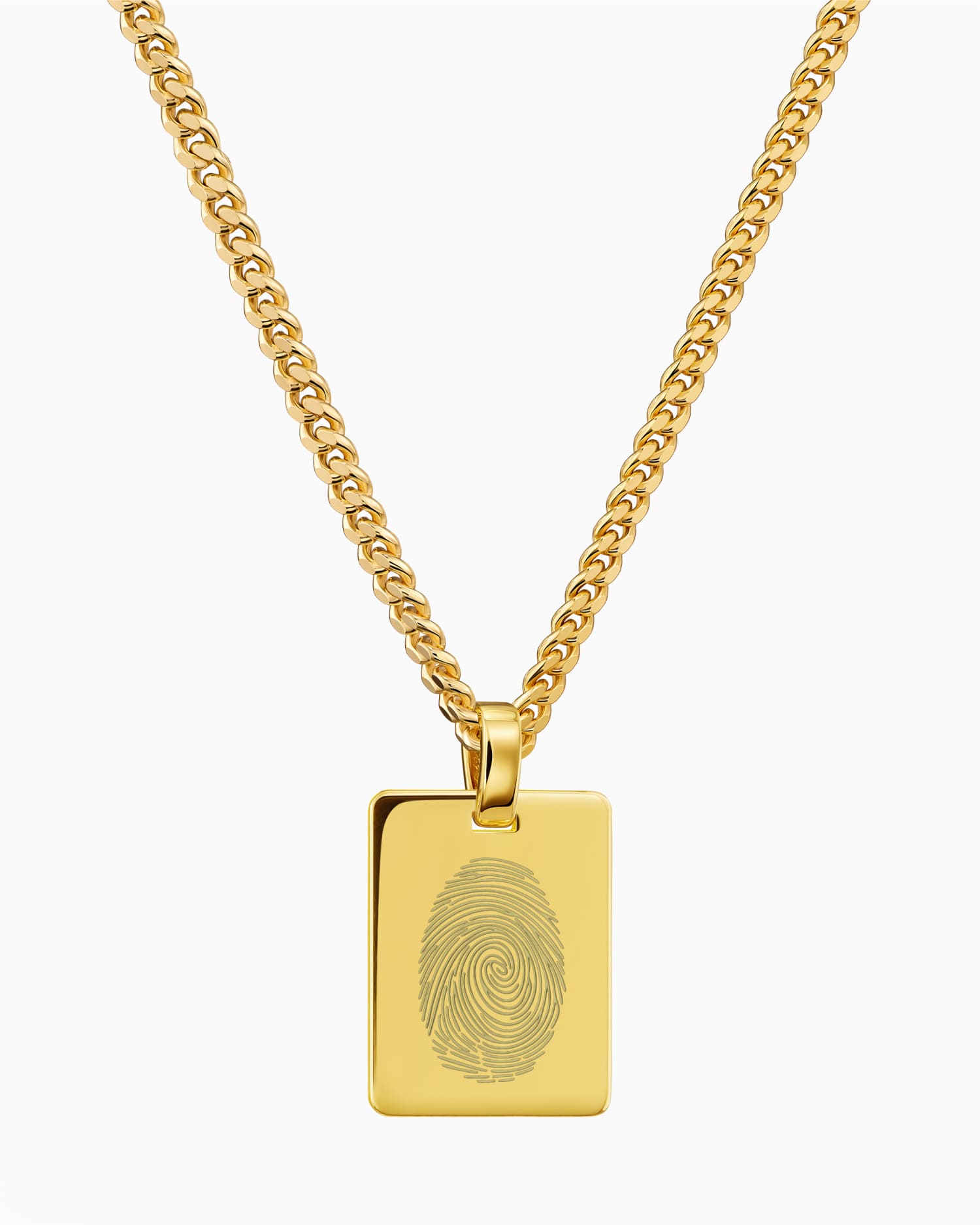 Fingerprint engraving plates necklace pendant rectangle