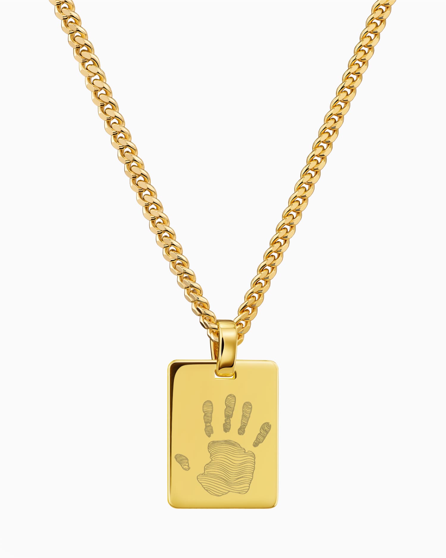 Handprint engraving plates necklace pendant rectangle