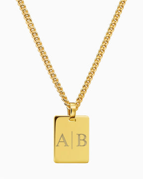 Initials engraving plates necklace pendant rectangle