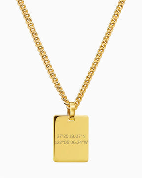 Coordinates engraving plates necklace pendant rectangle
