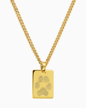 Paw print engraving plates necklace pendant rectangle