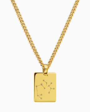 Zodiac sign engraving plates necklace pendant rectangle
