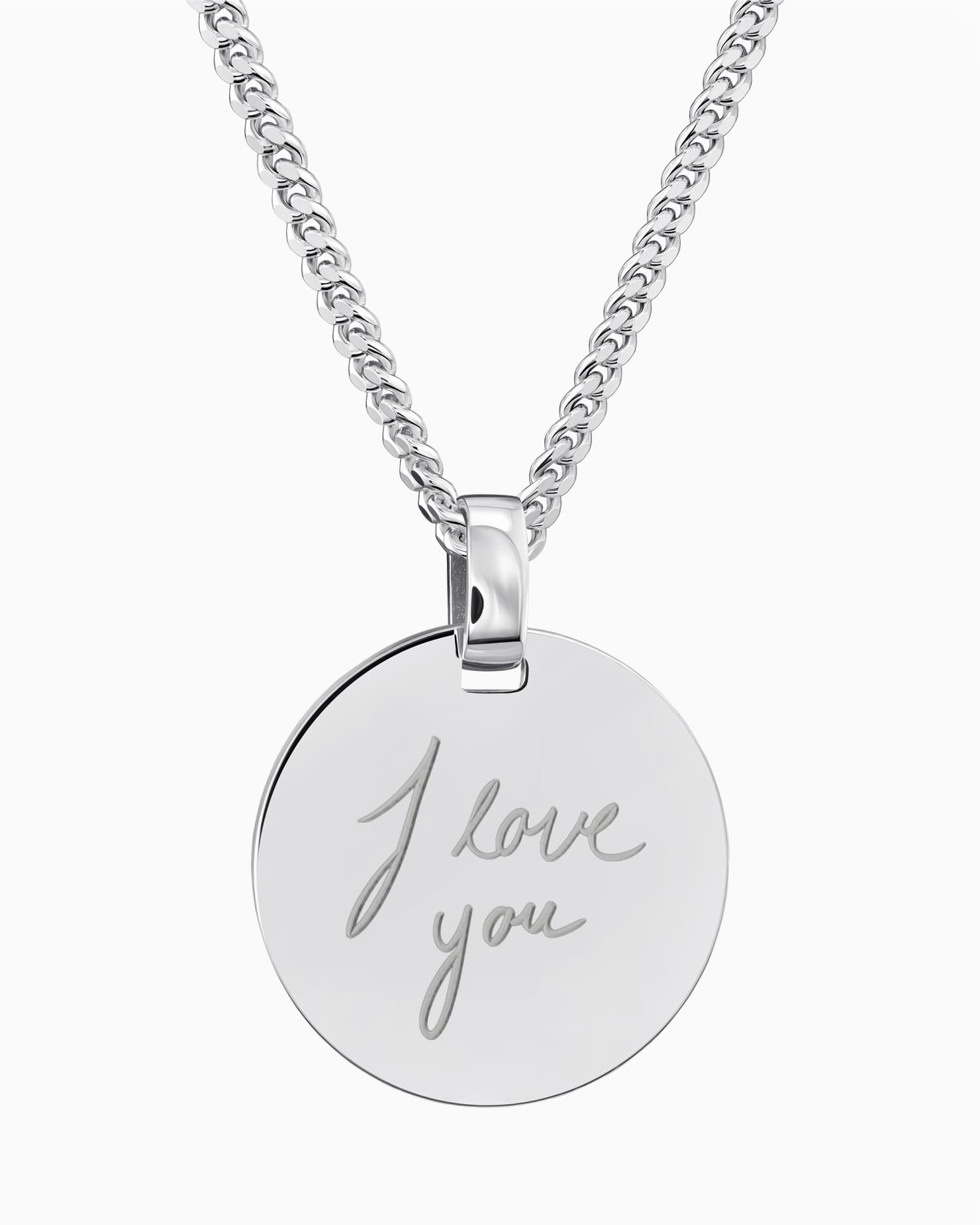 Handwriting Upload Engraving Plates Necklace Pendant Round Polished