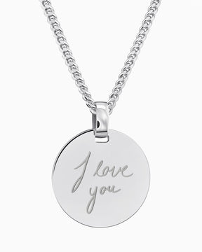 Handwriting Upload Engraving Plates Necklace Pendant Round Polished