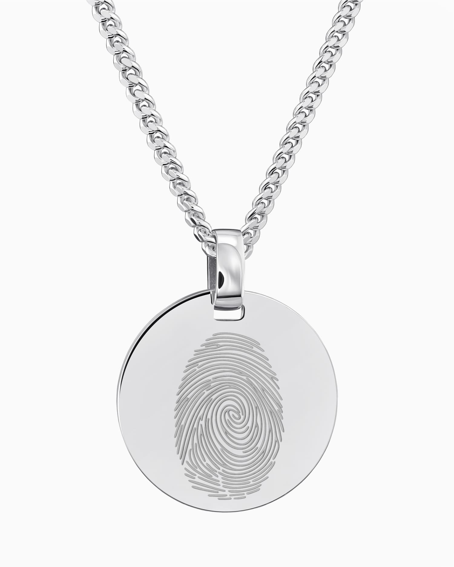 Fingerprint engraving plates necklace pendant round polished