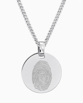 Fingerprint engraving plates necklace pendant round polished