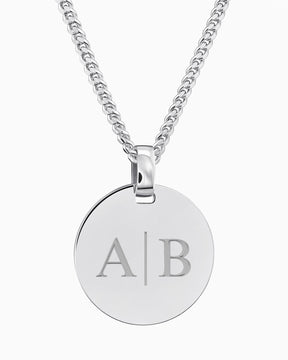 Initials engraving plates necklace pendant round polished
