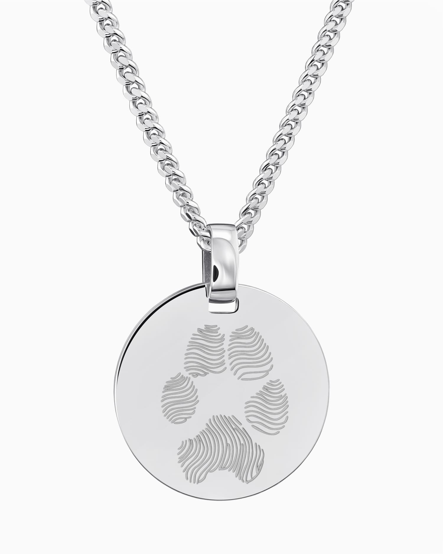 Paw print engraving plates necklace pendant round polished