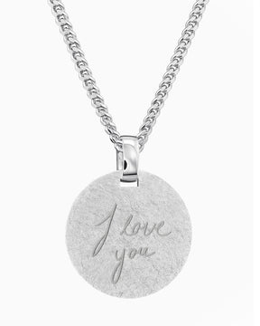 Handwriting upload engraving plates necklace pendant round ice matt