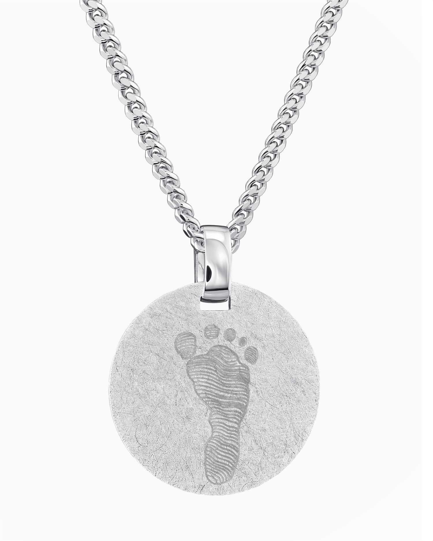 Footprint engraving plates necklace pendant round ice matt