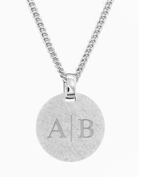 Initials engraving plates necklace pendant round ice matt