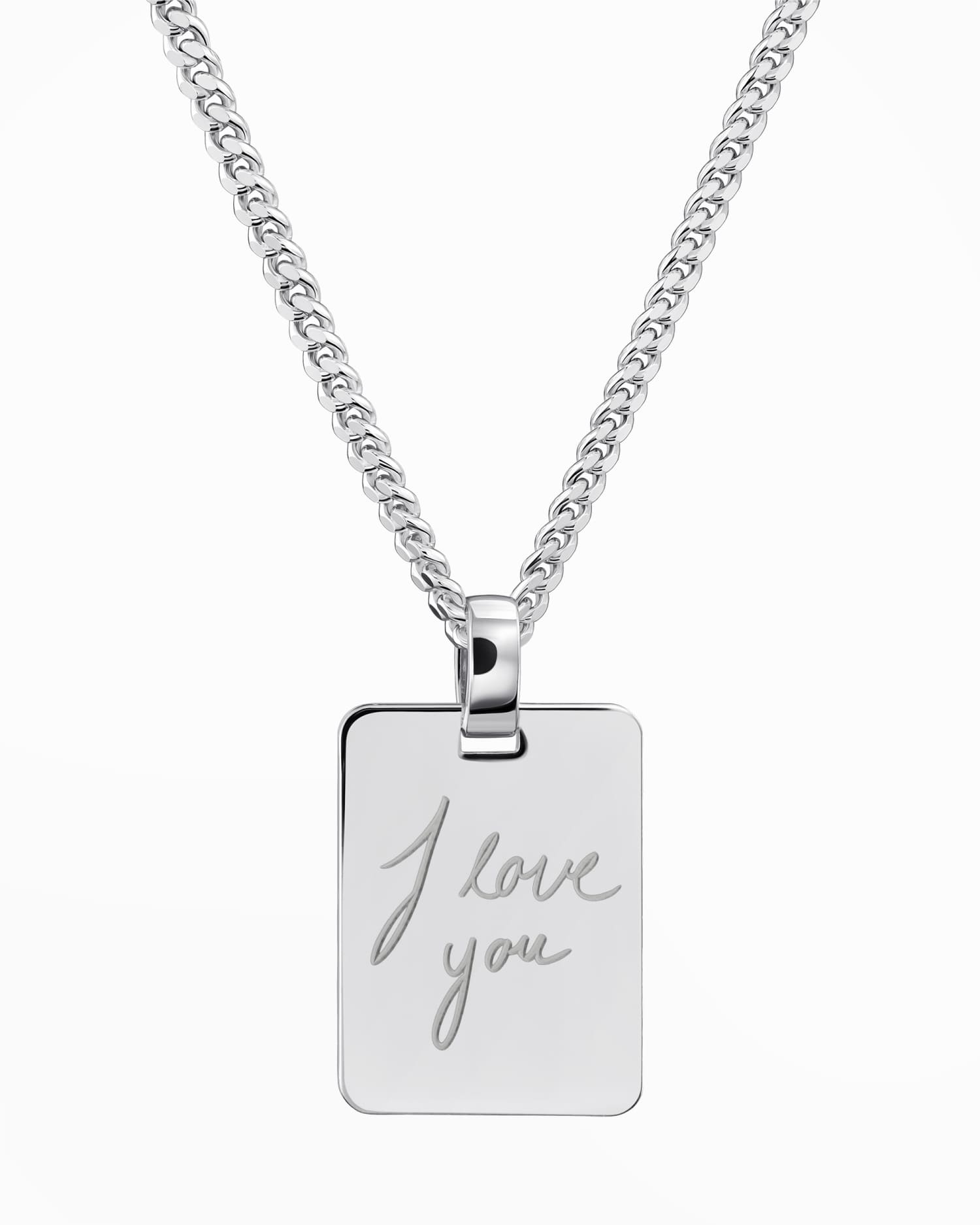 Handwriting upload engraving plates necklace pendant rectangle